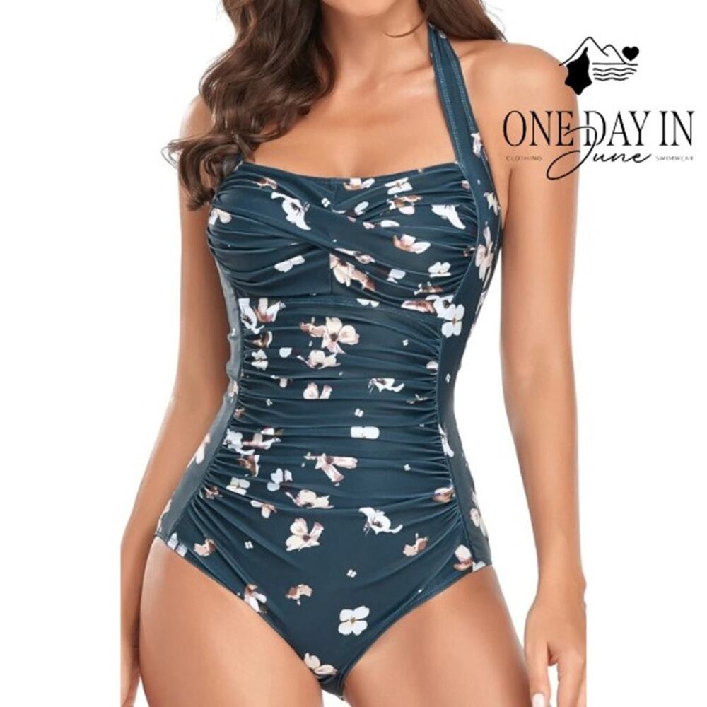 Smismivo Retro Halter One Piece Swimsuit Size L